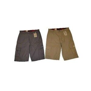 NWT Lot Of 2 Levi’s XX Relaxed Fit Cargo Shorts Tan Gray Boys Size 18 *29" Waist